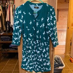 Green deer print dress top